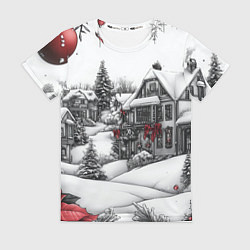 Футболка женская Бело-красное новогоднее настроение, цвет: 3D-принт