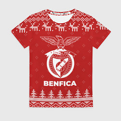 Футболка женская Новогодний Benfica с оленями, цвет: 3D-принт