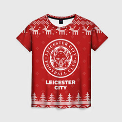 Футболка женская Новогодний Leicester City с оленями, цвет: 3D-принт