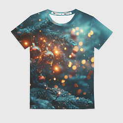 Женская футболка Елочные шары и боке