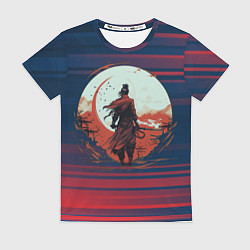 Футболка женская Самурай на фоне заката, цвет: 3D-принт