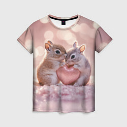 Футболка женская Влюбленные белочки с сердечком, цвет: 3D-принт