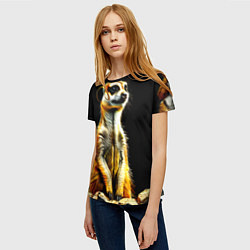 Футболка женская Сурикат на черном, цвет: 3D-принт — фото 2