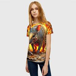 Футболка женская Броненосец в огне, цвет: 3D-принт — фото 2