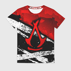 Футболка женская Assassins creed: shadows - красная абстракция, цвет: 3D-принт