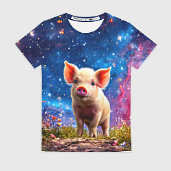 Женская футболка Поросенок и звездное небо