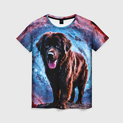 Футболка женская Ньюфаундленд в космосе, цвет: 3D-принт