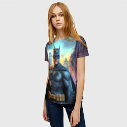 Футболка женская Бэтмен неоновый город, цвет: 3D-принт — фото 2