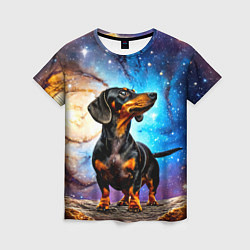 Женская футболка Такса в космосе
