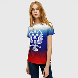 Футболка женская Герб России на фоне флага текстурный, цвет: 3D-принт — фото 2