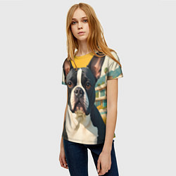Футболка женская Бульдог и лето, цвет: 3D-принт — фото 2