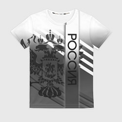 Футболка женская Россия герб и полосы серый, цвет: 3D-принт