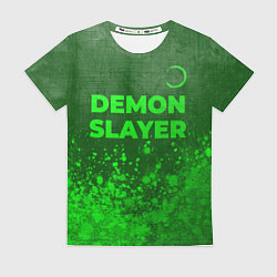 Футболка женская Demon Slayer - green gradient посередине, цвет: 3D-принт