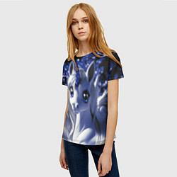 Футболка женская Единорог - синий рог, цвет: 3D-принт — фото 2