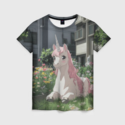 Футболка женская Единорог в городе, цвет: 3D-принт