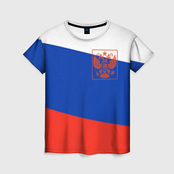Футболка женская Россия флаг с гербом, цвет: 3D-принт