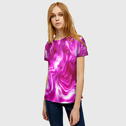 Футболка женская Завихрения - оттенки розового и белого, цвет: 3D-принт — фото 2