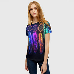 Футболка женская Ловцы снов - свечение перьев, цвет: 3D-принт — фото 2
