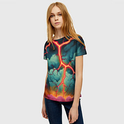 Футболка женская Молнии в виде разлома, цвет: 3D-принт — фото 2