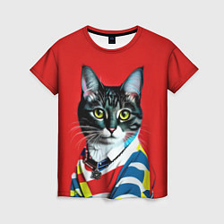 Женская футболка Милая кисуля в модном пуловере - поп-арт