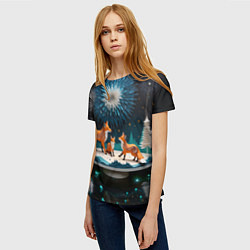 Футболка женская Семья из трех лисиц, цвет: 3D-принт — фото 2