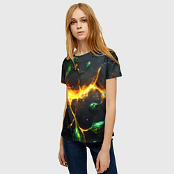 Футболка женская Разлом текстуры с зеленой слизью, цвет: 3D-принт — фото 2