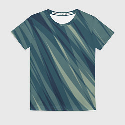 Футболка женская Зеленовато-синий полосы, цвет: 3D-принт