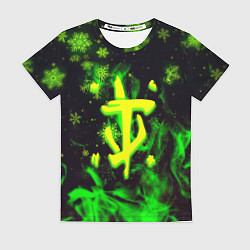 Футболка женская Doom кислотный снег в огне лого, цвет: 3D-принт
