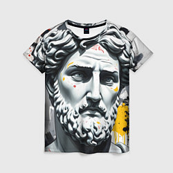 Женская футболка Античный портрет и краска