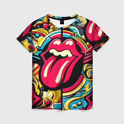 Футболка женская Rolling Stones logo - pop art pattern, цвет: 3D-принт