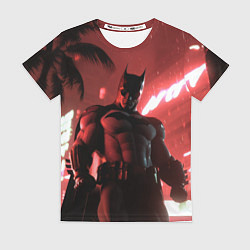 Футболка женская Бэтмен красный ночной город, цвет: 3D-принт