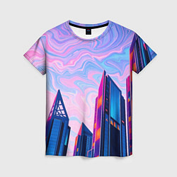 Футболка женская Абстракция с небоскребами, цвет: 3D-принт