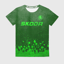 Футболка женская Skoda - green gradient посередине, цвет: 3D-принт