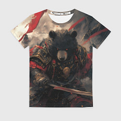 Женская футболка Самурай медведь