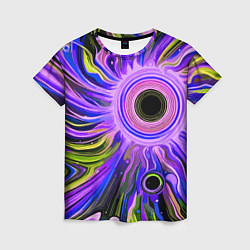 Футболка женская Абстрактный неоновый космос - чёрная дыра, цвет: 3D-принт