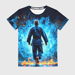 Футболка женская Дзюдоист в синем пламени, цвет: 3D-принт