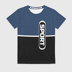 Женская футболка Sport сине-чёрный с полосой