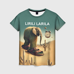 Женская футболка Слон кактус - брейнрот мем