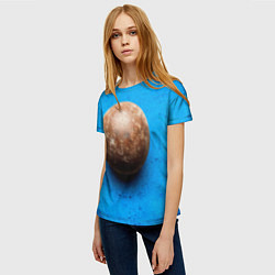 Футболка женская Ядро для талкания на синем, цвет: 3D-принт — фото 2
