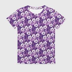 Женская футболка Нежный сиреневый цветочный паттерн