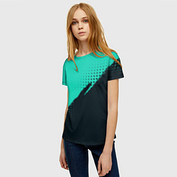Футболка женская Color black light blue, цвет: 3D-принт — фото 2