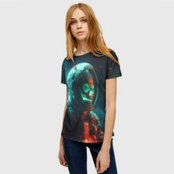 Футболка женская Череп космонавта в скафандре, цвет: 3D-принт — фото 2