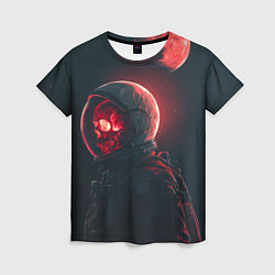 Футболка женская Череп космонавта в красном свете, цвет: 3D-принт