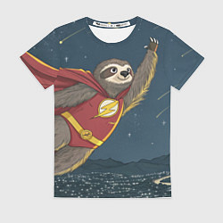 Женская футболка Ленивец-супергерой