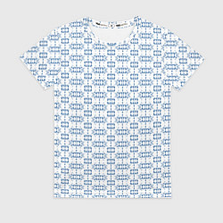 Футболка женская Синий геометрический узор на белом фоне, цвет: 3D-принт