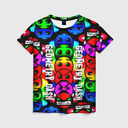 Женская футболка Geometry dash neon gradient