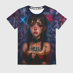 Женская футболка Девушка с разбитым сердцем