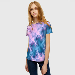 Футболка женская Вода и розовая абстракция, цвет: 3D-принт — фото 2