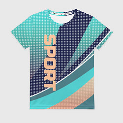 Футболка женская Sport бирюзово-бежевый текстурный, цвет: 3D-принт