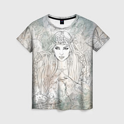 Футболка женская Готическая ведьма с вороном, цвет: 3D-принт